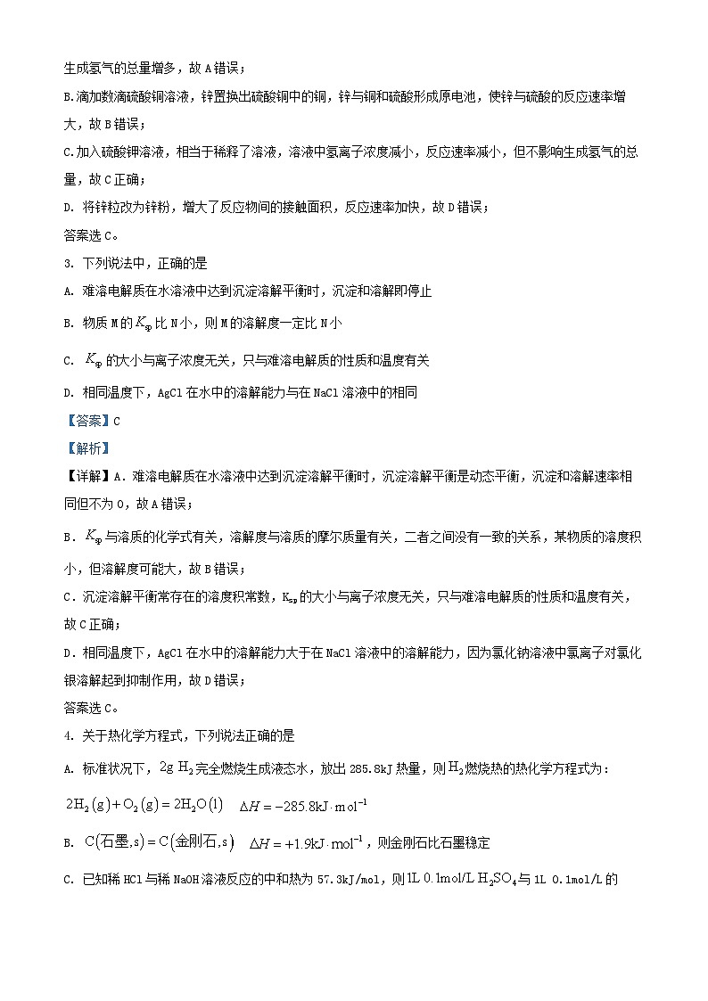 四川省自贡市2024_2025学年高二化学上学期期中测试试题含解析 (1)第2页
