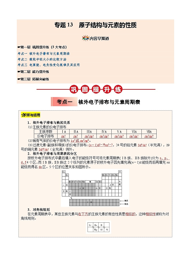 【暑假培优练】专题14 原子结构与元素的性质 (教师版)-2025年高二化学暑假衔接讲练 (人教版)第1页