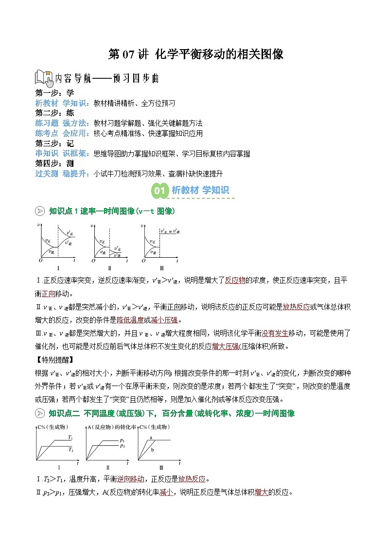 【暑假预习】第07讲 化学平衡移动的相关图像（教师版）-2025年新高二化学暑假衔接讲练 (人教版)第1页