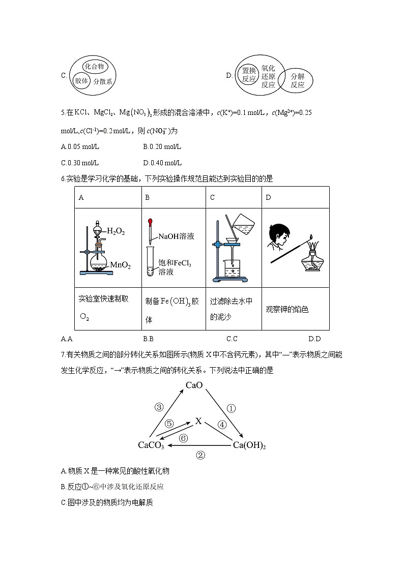 【化学】河南省开封市五校2024-2025学年高一上学期期中联考化学试题第2页