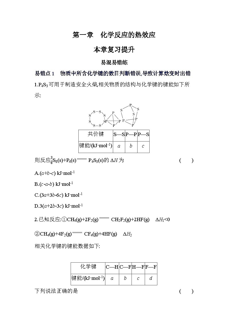 第一章复习提升 易错点精练（含答案）-人教版高中化学高二上册（选必一）第1页