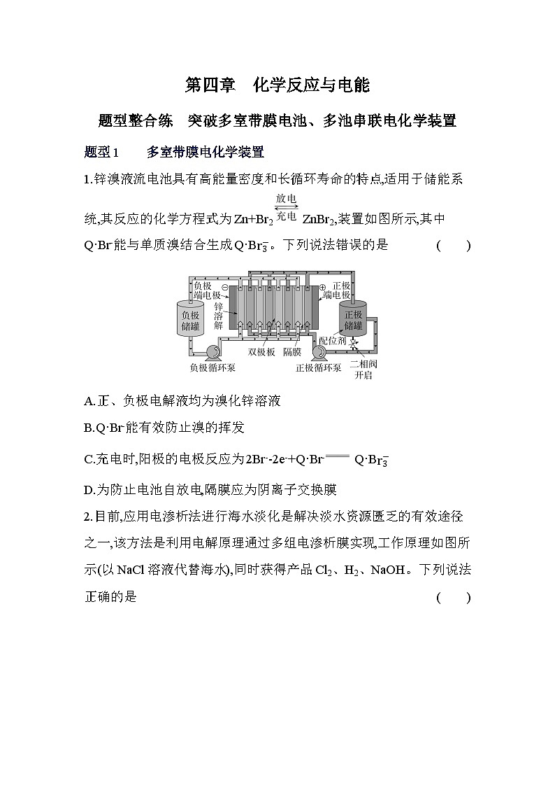 第四章题型整合练突破多室带膜电池、多池串联电化学装置第1页