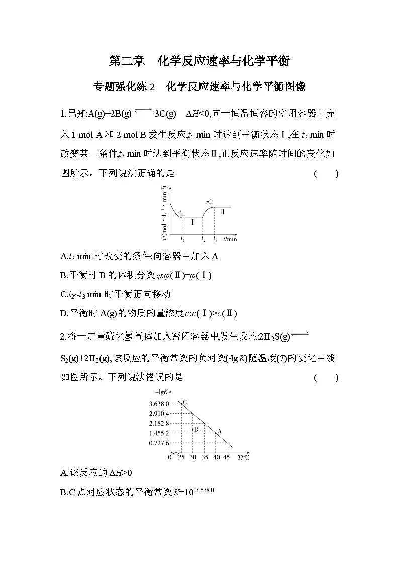 第二章专题强化练2　化学反应速率与化学平衡图像（含答案解析）-人教版高中化学高二上册（选必一）第1页