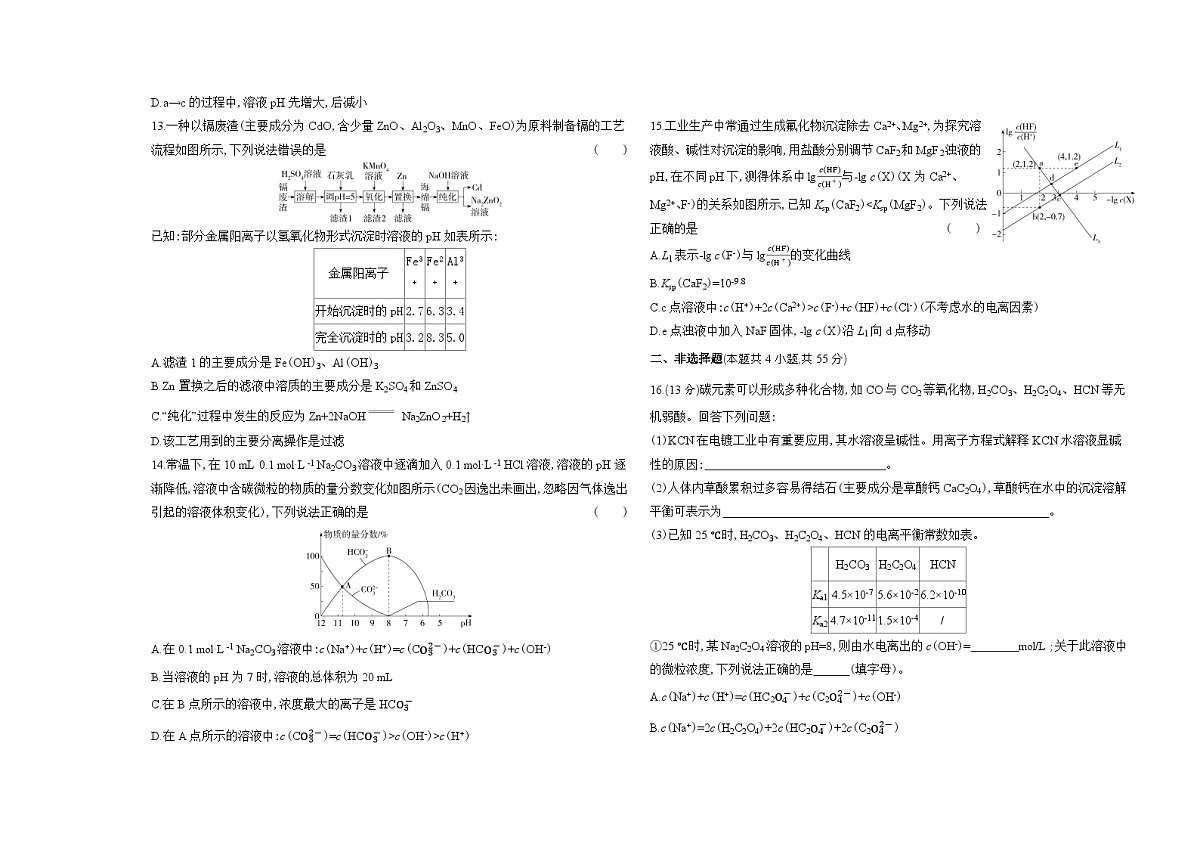 第三章水溶液中的离子反应与平衡单元测试卷（含答案解析）-人教版高中化学高二上册（选必一）第3页