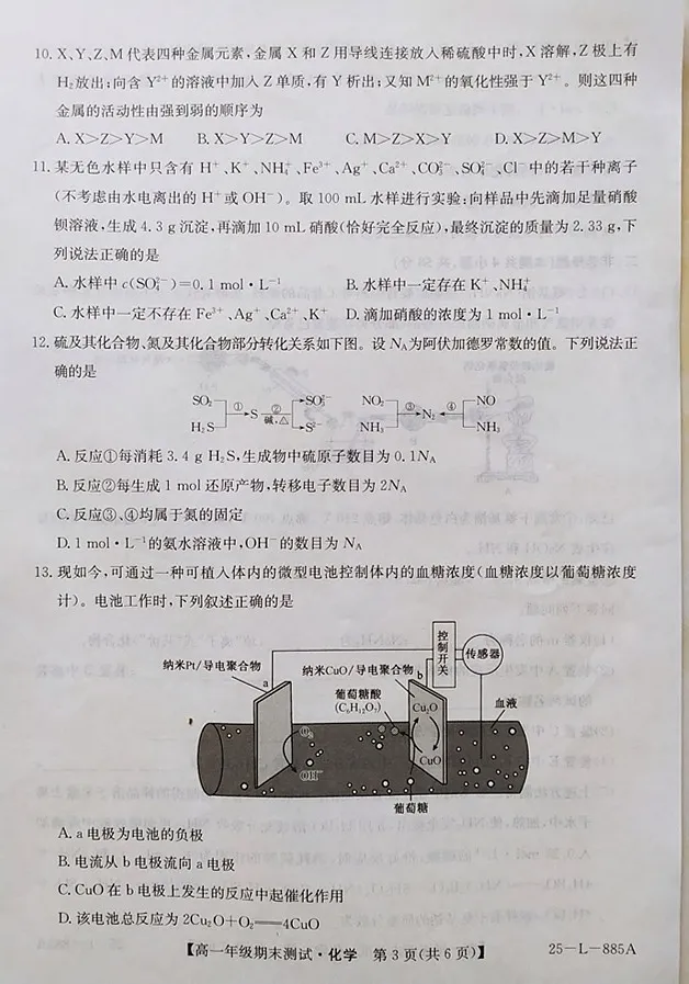 河北省廊坊市2024-2025学年高一下学期期末考试 化学试卷第3页