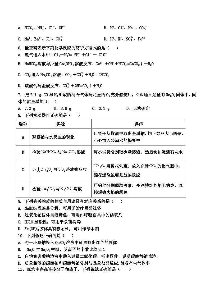 四川省广安友实学校2022-2023学年高一上学期期中考试化学试卷第2页