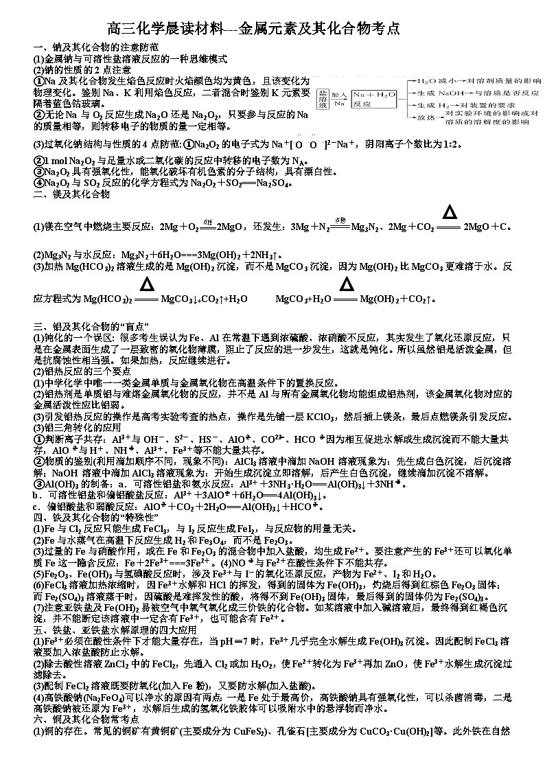 高考化学一轮复习晨读材料---金属元素及其化合物考点学案第1页