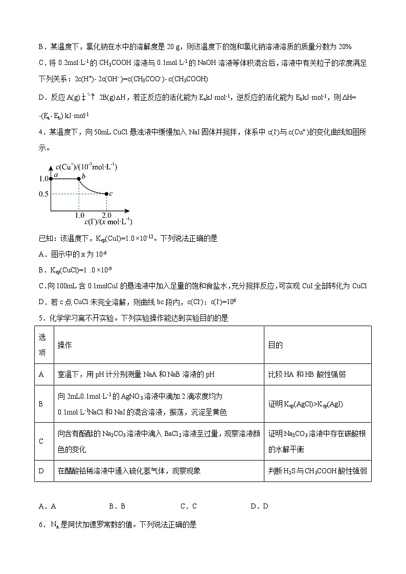 第3章 物质在水溶液中的行为 章末测试题 高中化学鲁科版（2019）选择性必修1第2页