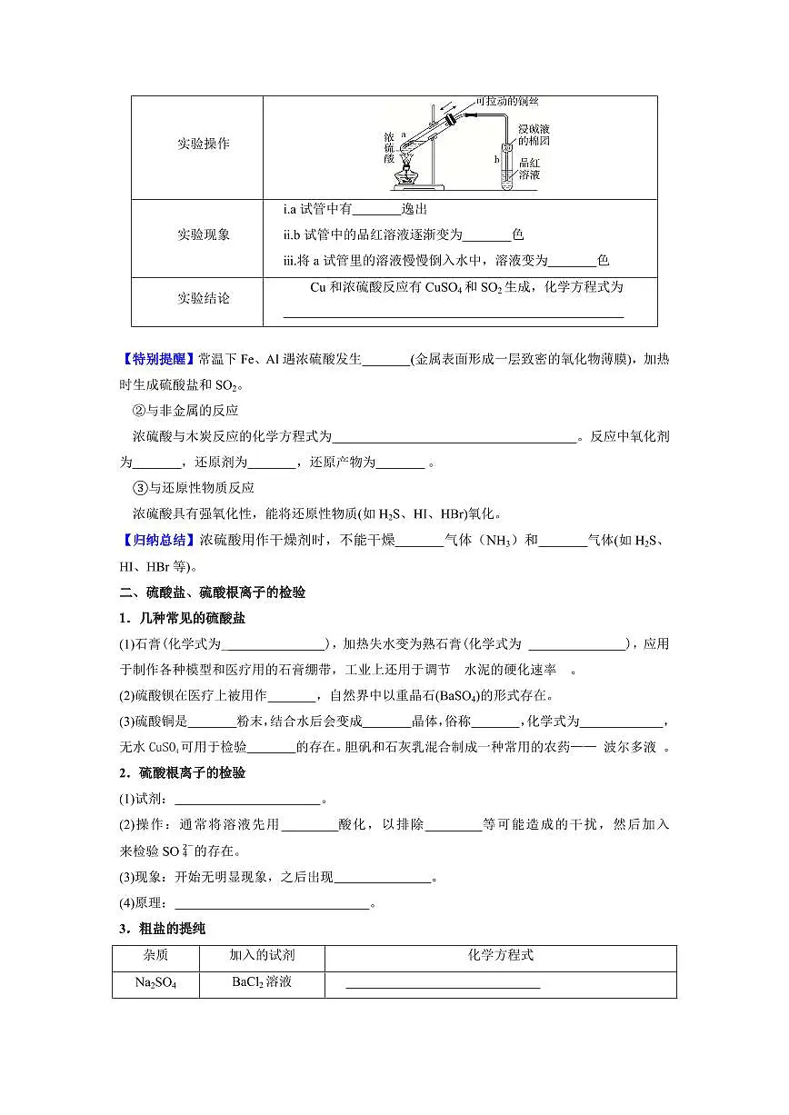 5.1.2硫酸 硫酸盐 不同价态含硫物质的转化(原卷版)第3页
