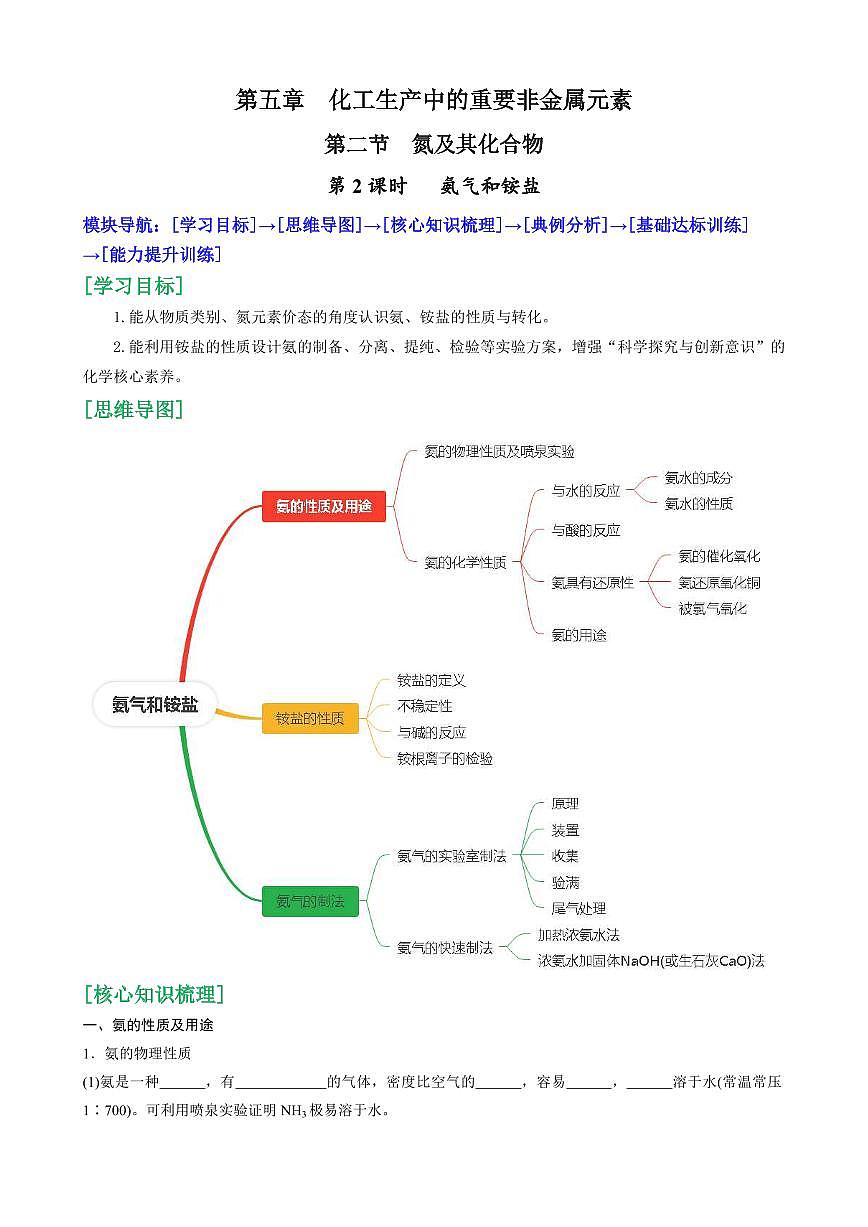 5.2.2 氨气和铵盐(原卷版)第1页