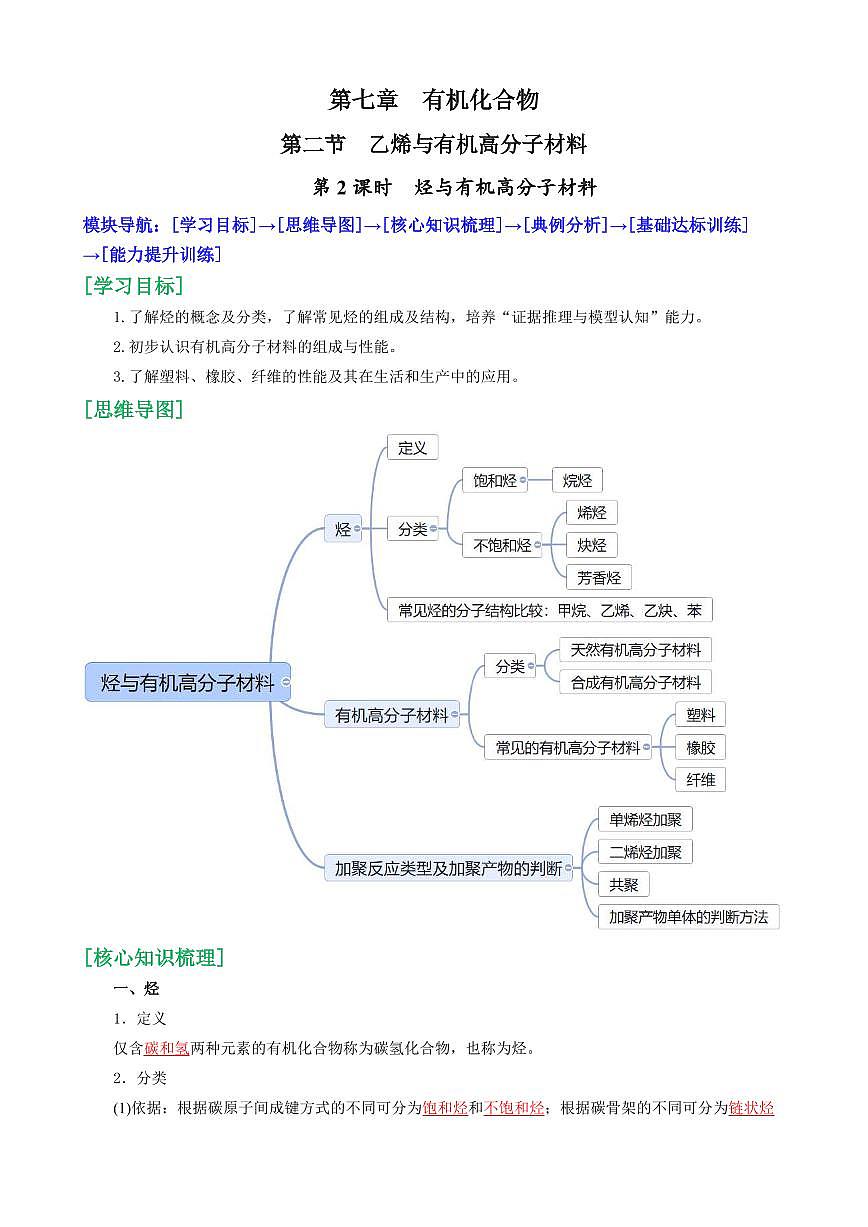 7.2.2 烃与有机高分子材料(解析版)第1页