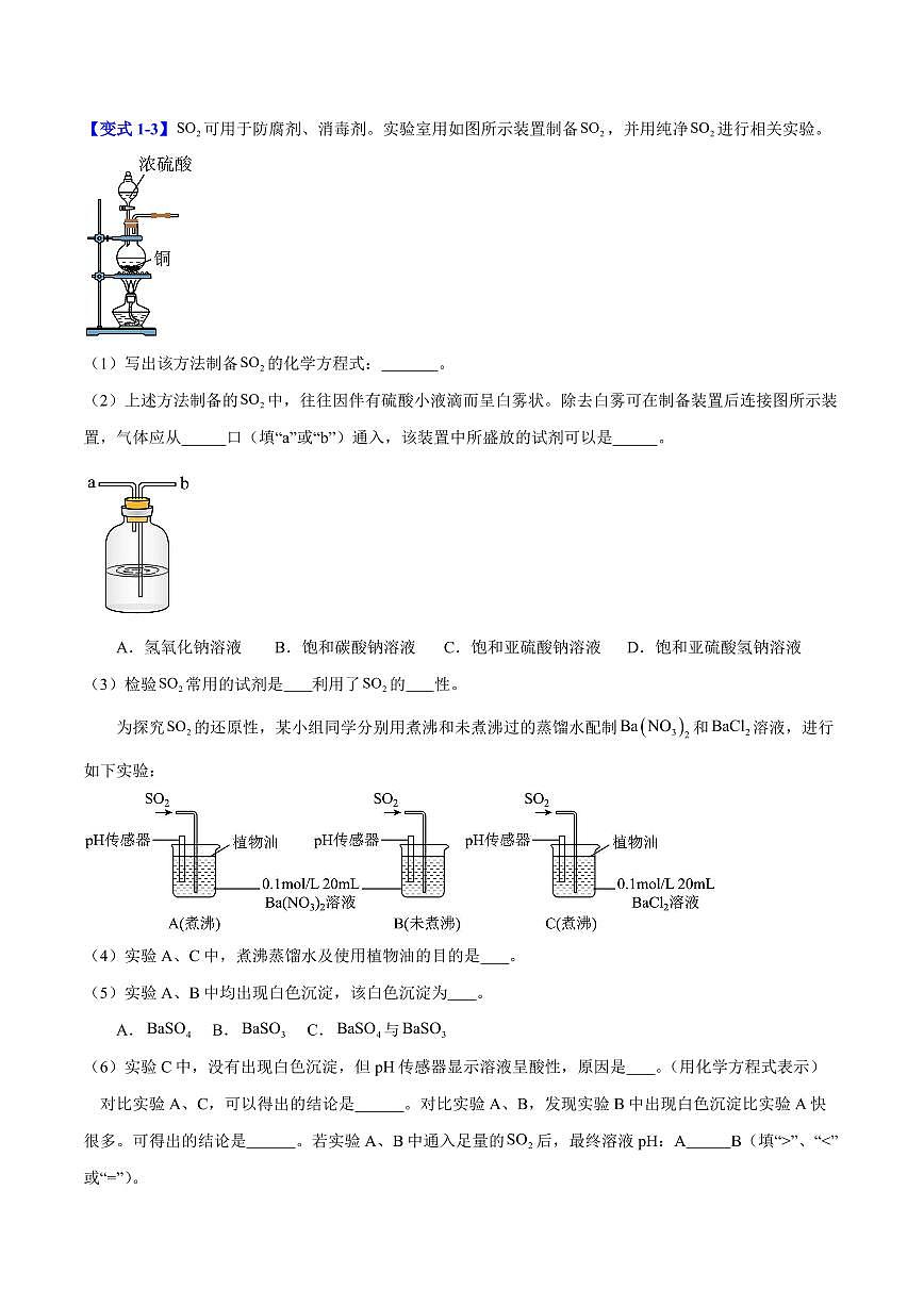 第五章第一节 硫及其化合物(六大题型)(解析版)第3页