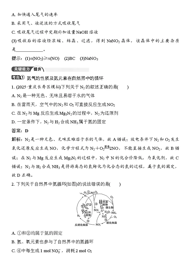 第19讲　氮及其氧化物　硝酸 （含答案 ） 2026届高三化学一轮总复习 教案第3页