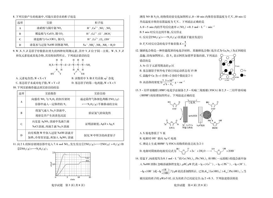 安徽省天一大联考2025-2026学年高三上学期8月秋季检测化学试卷【含答案】第2页