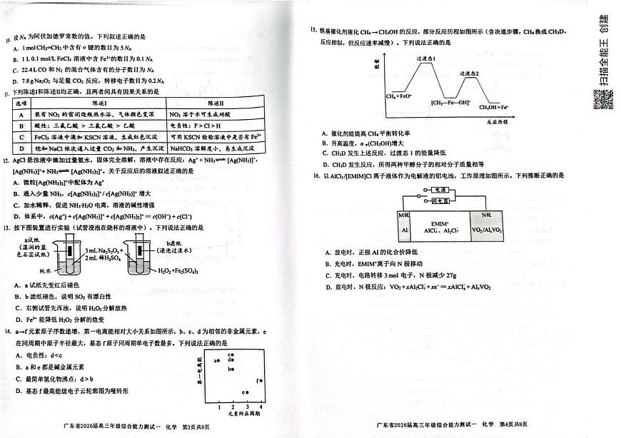 广东省2026届高三综合能力测试一化学第2页