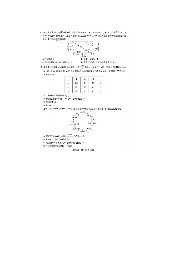 安徽省六校教育研究会2024-2025学年高一上学期新生入学素质测试化学（图片版）化学试卷第3页