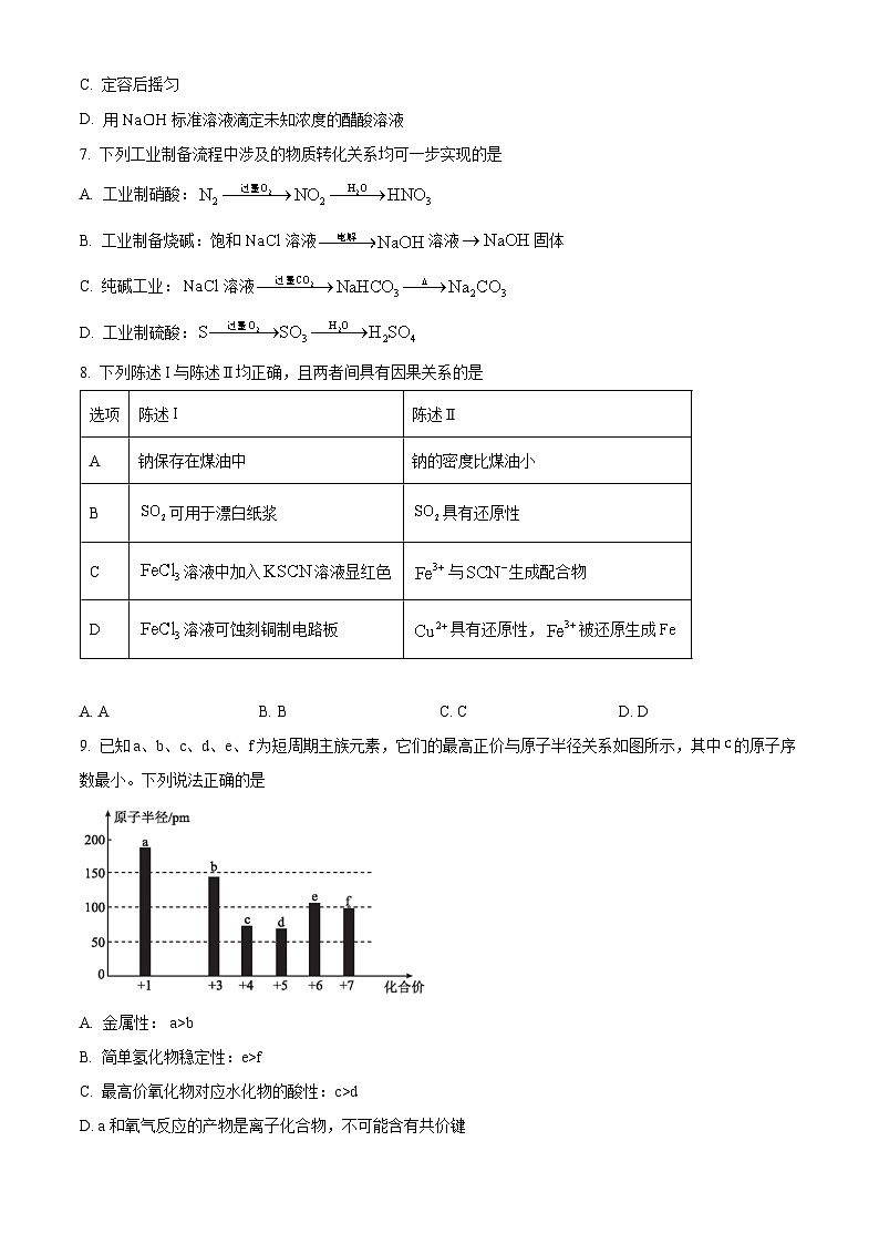 广东省部分学校2026届高三上学期8月份联考 化学试题（原卷版）第3页