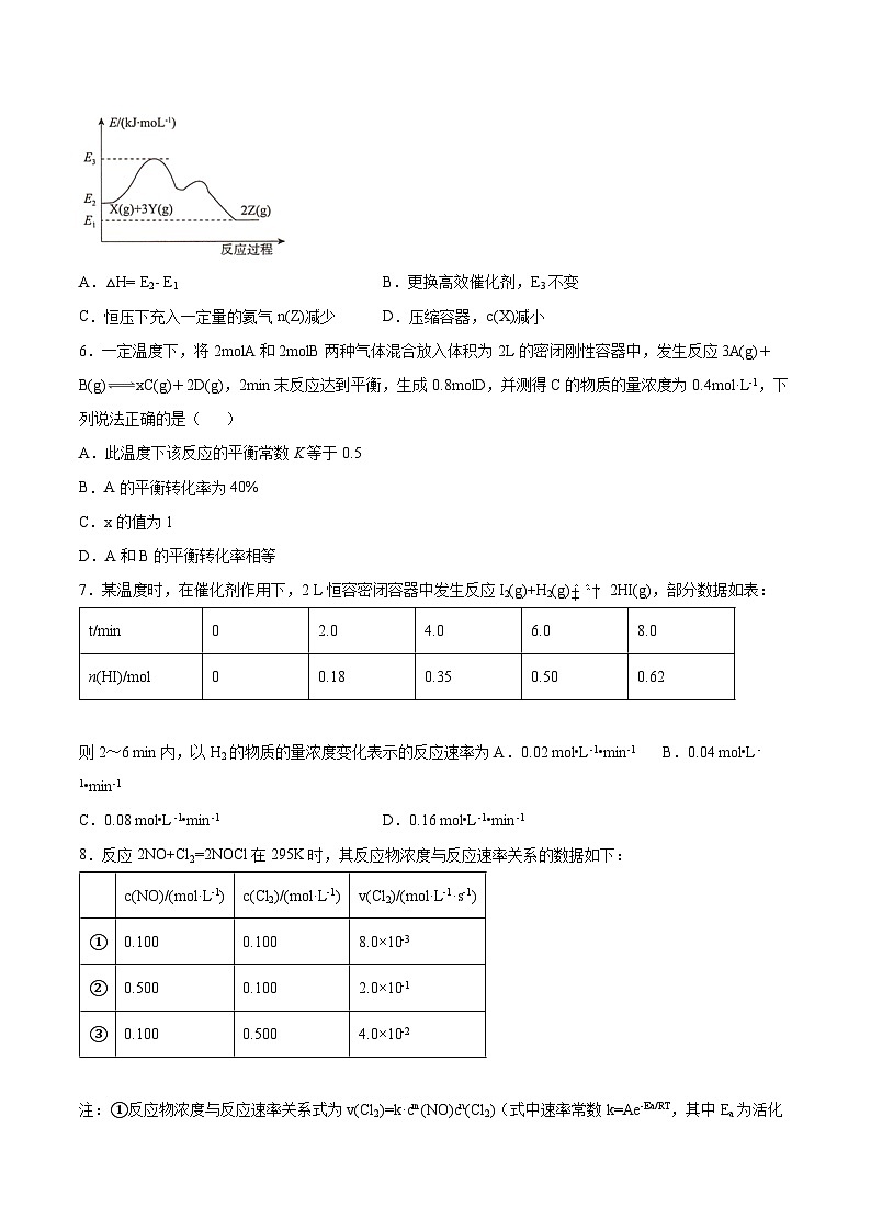 第二章《化学反应速率与化学平衡》检测题  高中化学人教版（2019）选择性必修1第2页