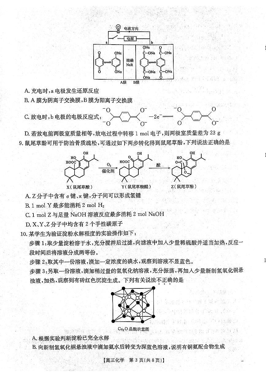 江苏省百校联考2025届高三上学期12月联考化学试题+答案第3页