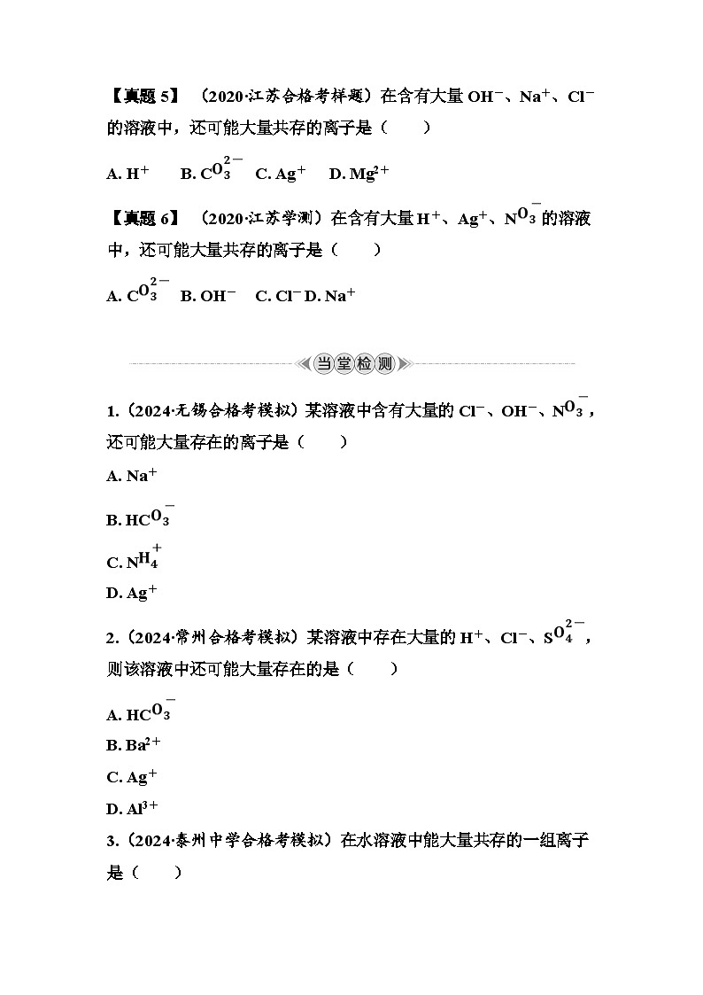 第6讲　离子共存  讲义 （含答案）江苏省2026年普通高中化学学业水平合格性考试第3页