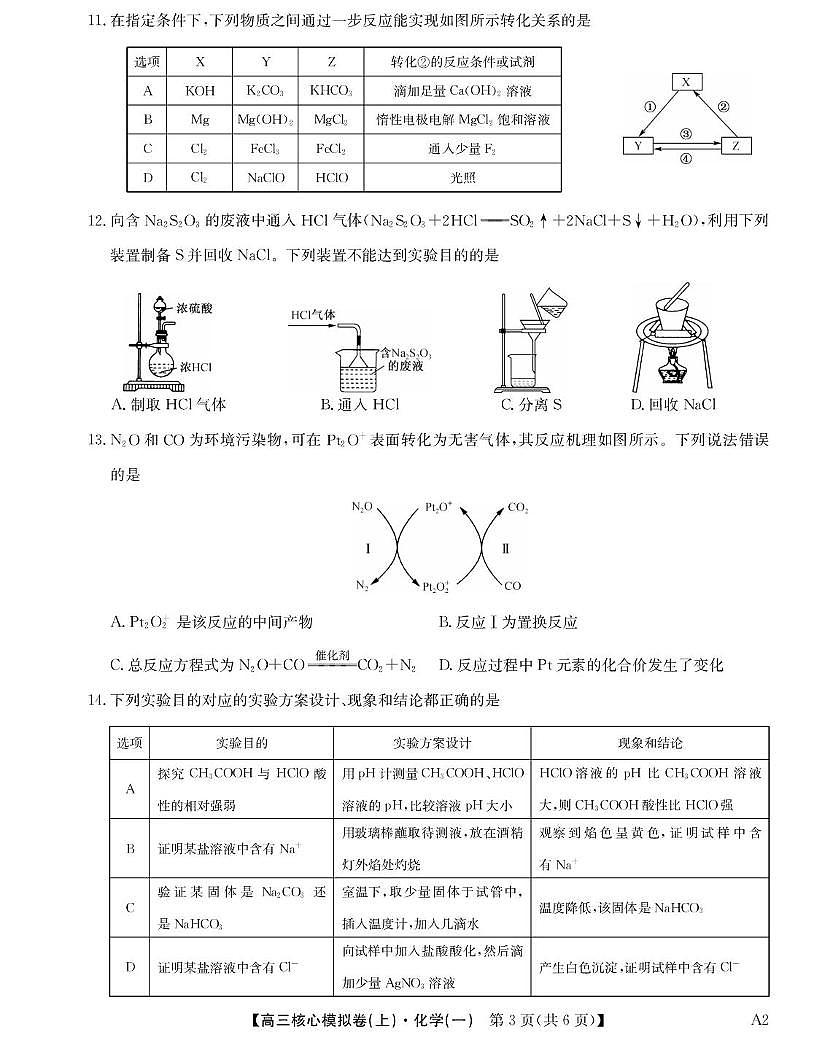 江西省2026届高三上学期核心模拟卷（上）（一）化学试题（PDF版附解析）第3页