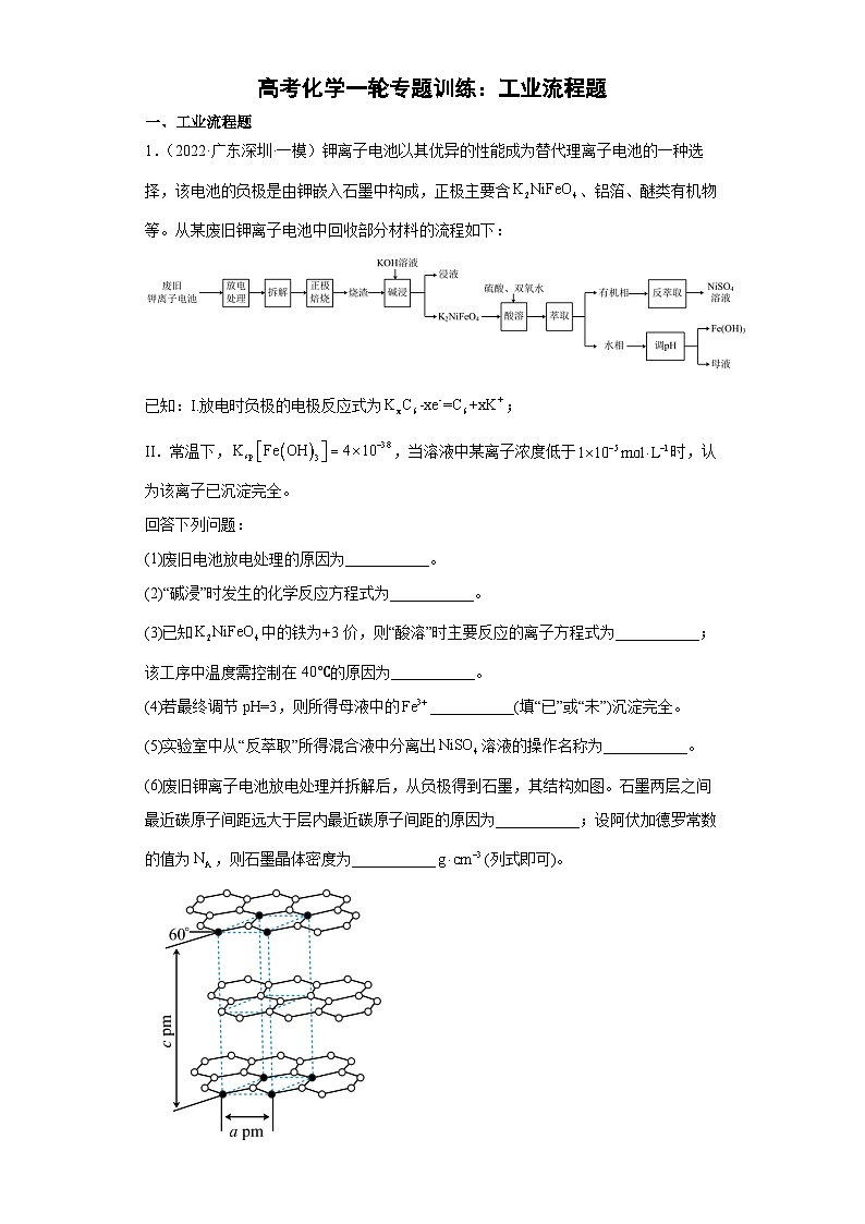 高考化学一轮专题训练：工业流程题第1页