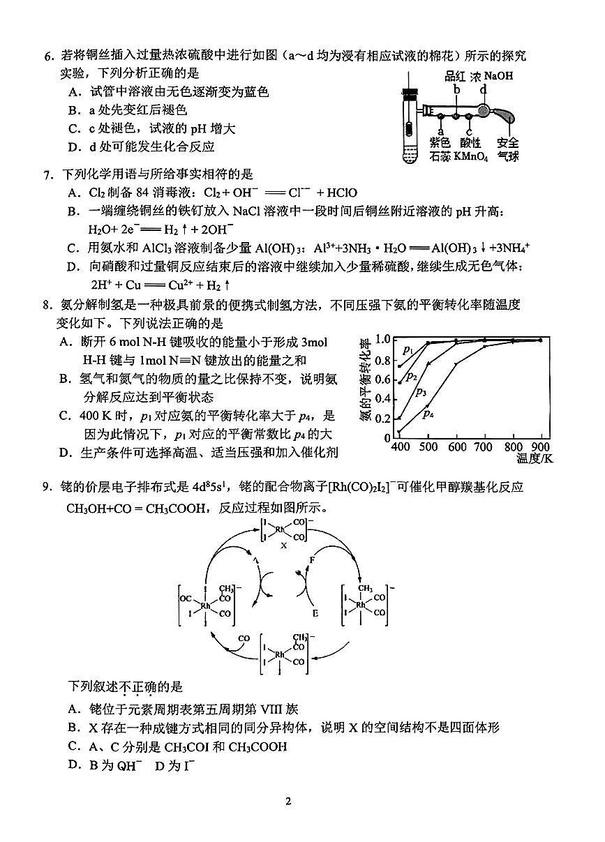 2025北京北师大实验中学高三（下）统练四化学试卷第2页