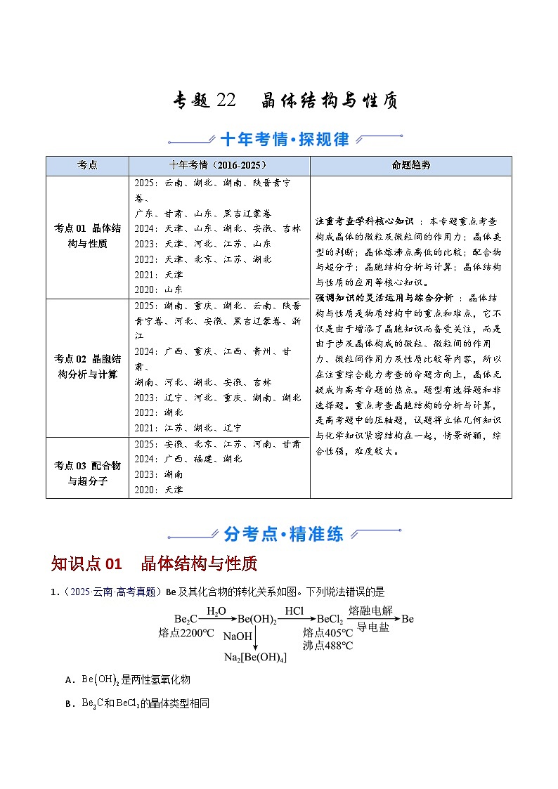 专题22 晶体结构与性质（解析版）第1页