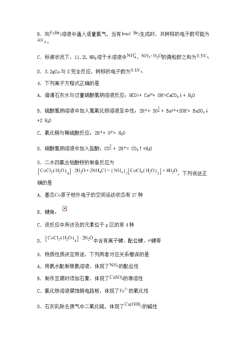 云南省保山市腾冲市第五中学2025届高三下学期一模考试化学试题（含答案解析）第2页