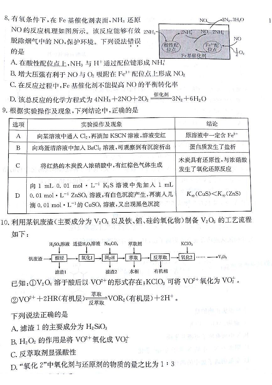 甘肃省白银市靖远县第一中学2024-2025学年高三上学期11月期中考试试题化学试卷+答案第3页