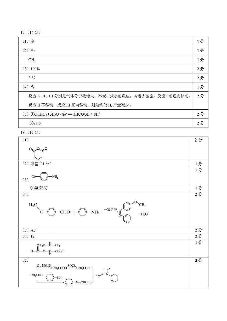 重庆一中高2026届高三上期开学考试 化学答案第2页