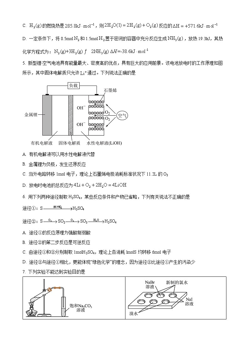 精品解析：湖南省岳阳市汨罗市第一中学2025-2026学年高二上学期开学考试 化学试题（原卷版）第2页