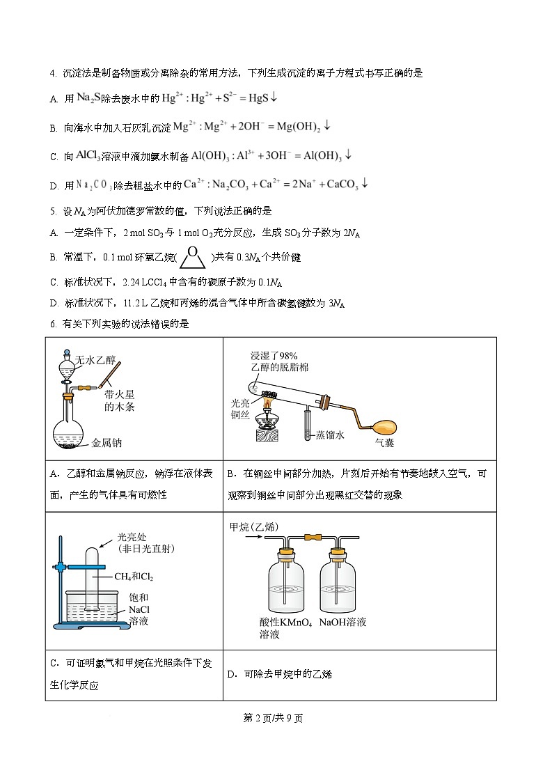 四川省成都市第十八中学2025-2026学年高二上学期入学考试化学试题（原卷版）第2页