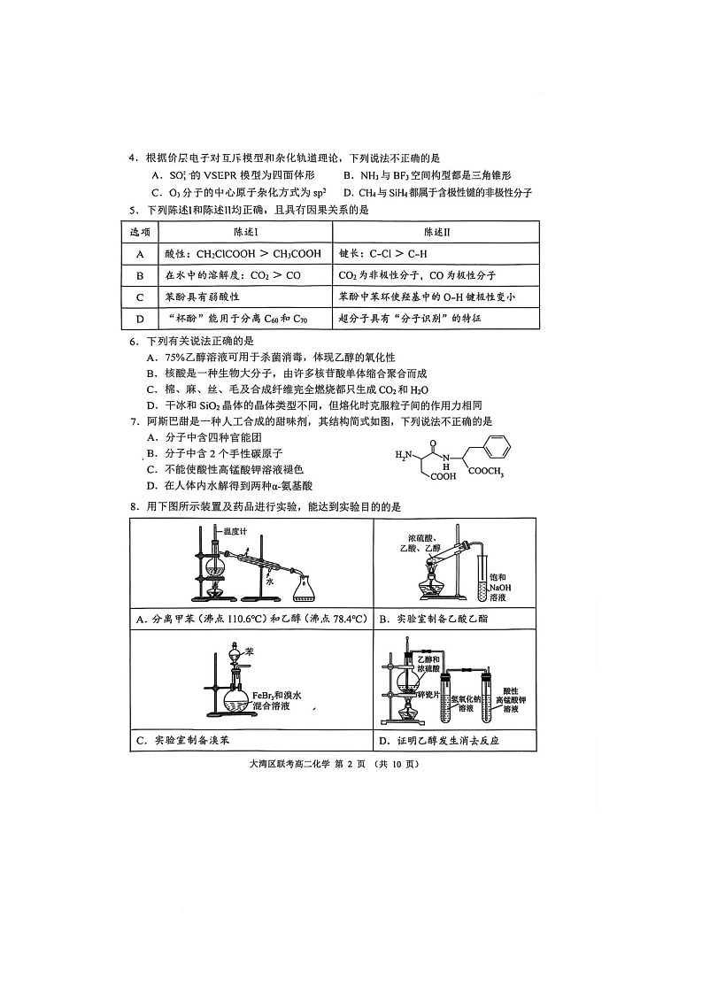 广东省大湾区2024-2025学年高二下学期期末统一测试化学试卷第2页