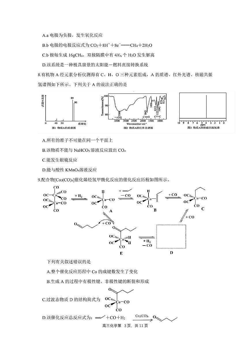 安徽省合肥市第一中学2024-2025学年高三上学期期中教学质量化学试卷+答案第3页