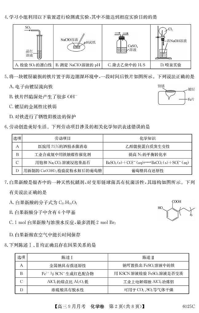广东南粤好教育2026届高三上学期9月月考化学试题第2页