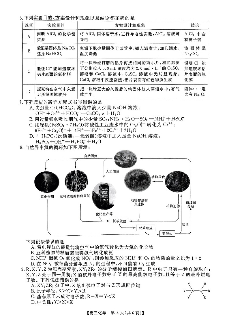 河南省部分示范性重点高中2025届高三下学期11月期中质量检测-化学试卷（学生版）第2页