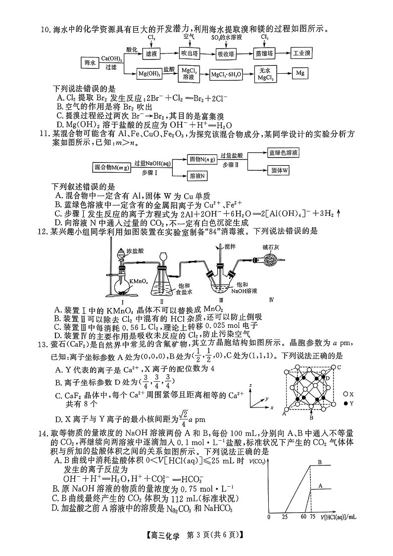 河南省部分示范性重点高中2025届高三下学期11月期中质量检测-化学试卷（学生版）第3页