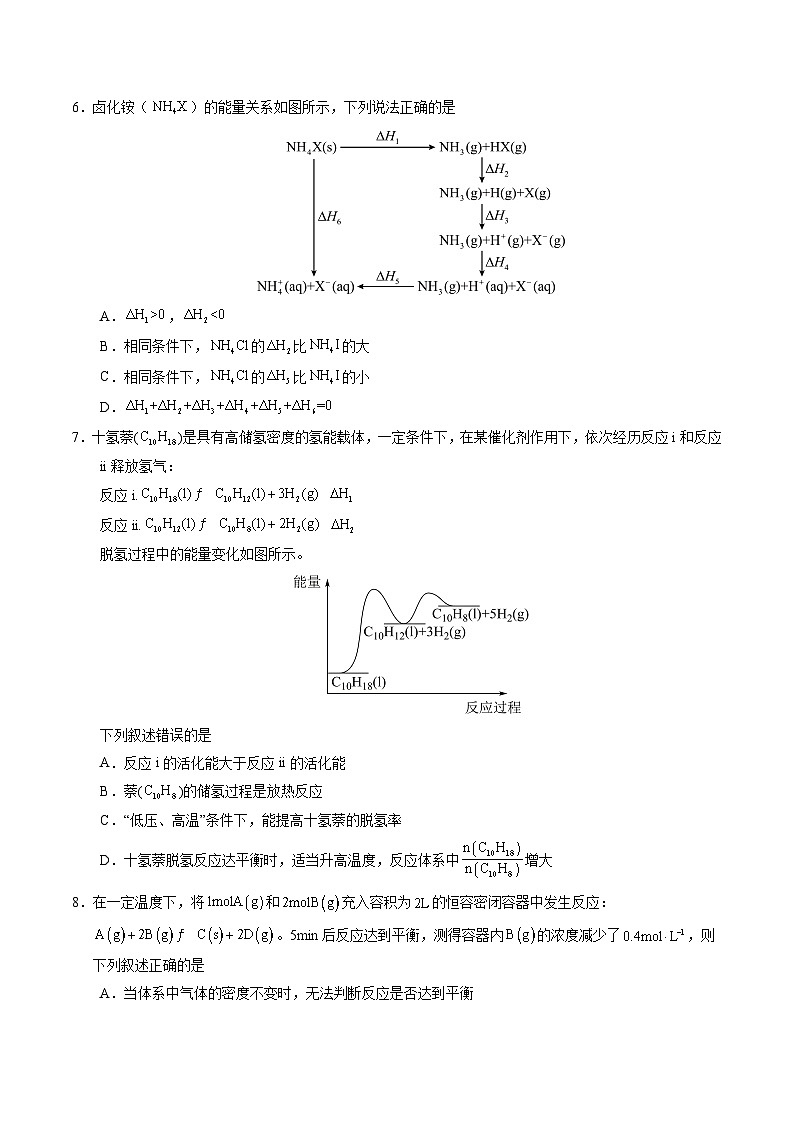 高二化学第一次月考卷（考试版）A4版第3页