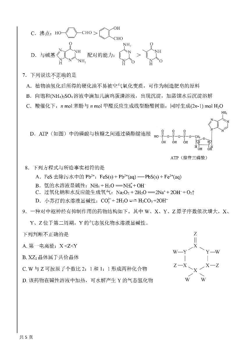 2025北京五十中高三（上）开学考化学试卷 无答案第2页