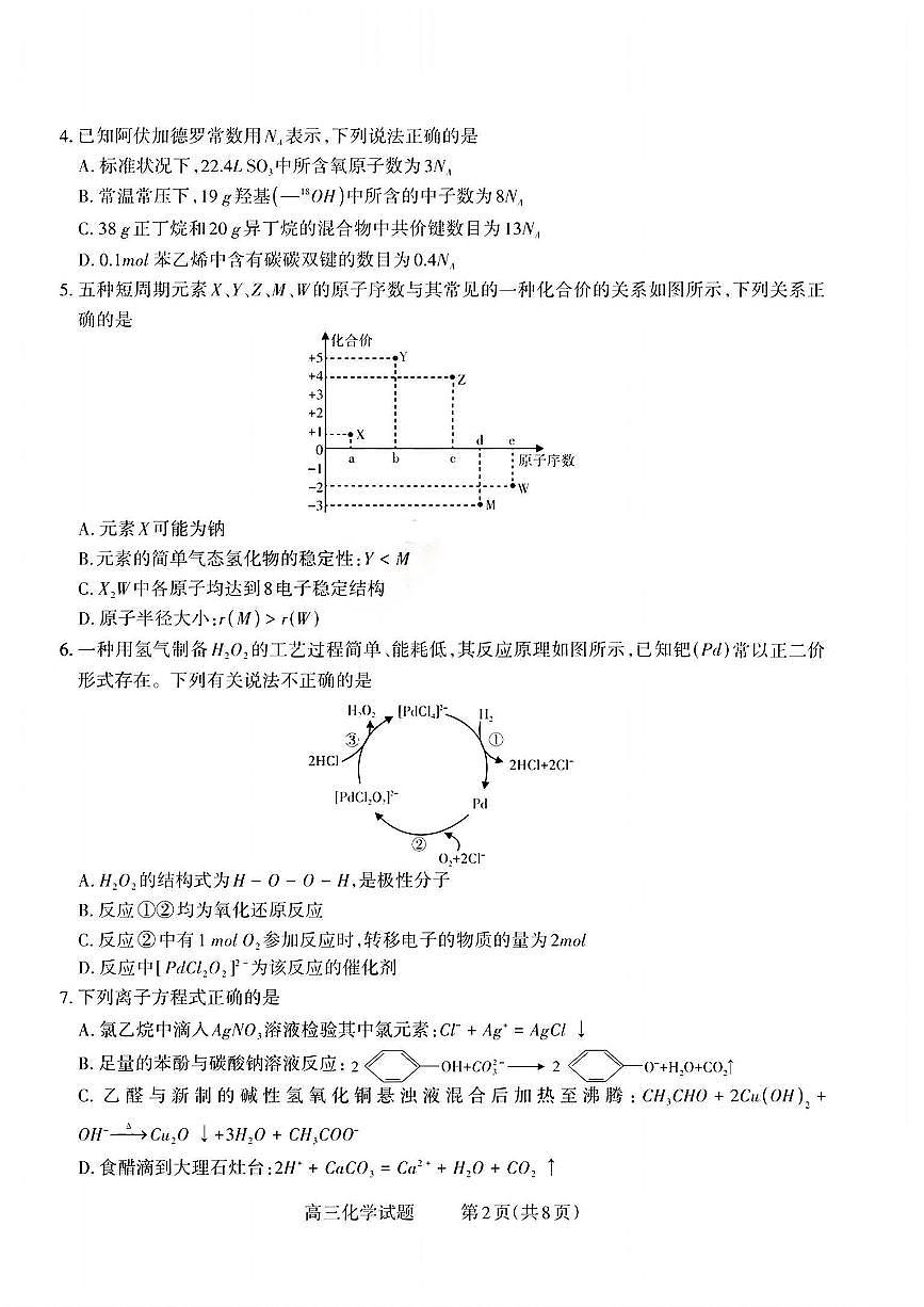 山西省长治市2026届高三上学期9月质量监测化学试题+答案第2页