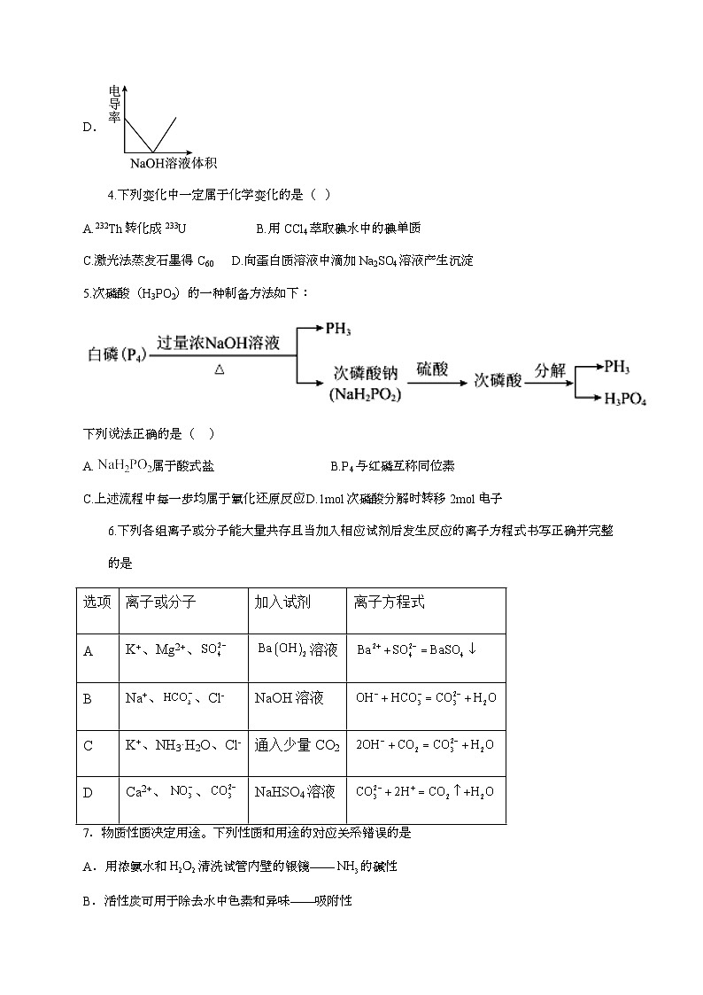 河北省邢台市清河中学2026届高三上学期第一次月考模拟考试化学试题（含答案）第2页