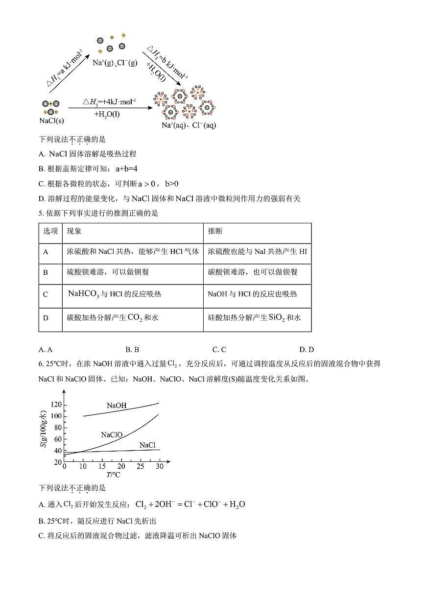2025北京十一学校高三（上）开学考化学（教师版）试卷第2页