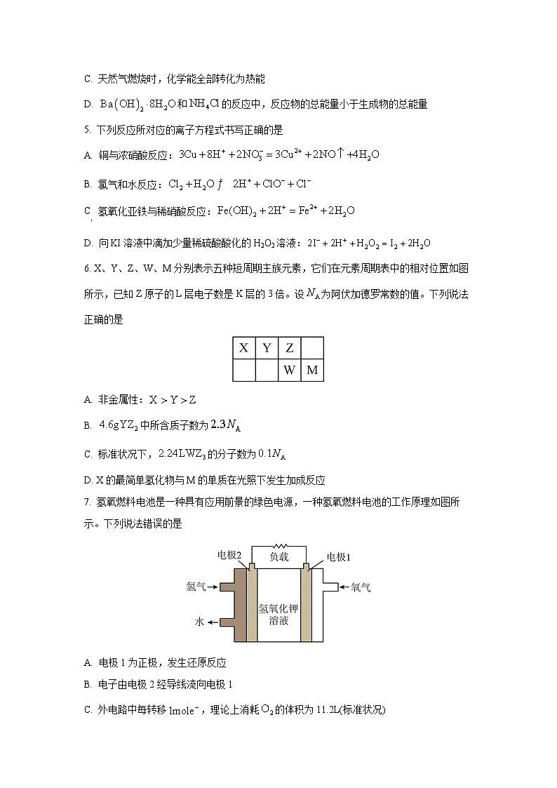福建省南平市部分学校2025-2026学年高二上学期开学联考化学试卷（学生版）第2页