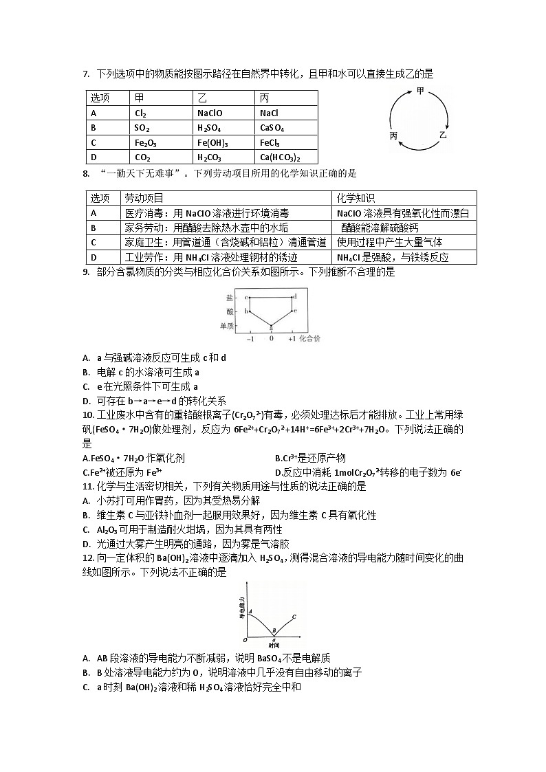 广东省广州实验中学2024-2025学年高一上学期12月月考化学试题第2页