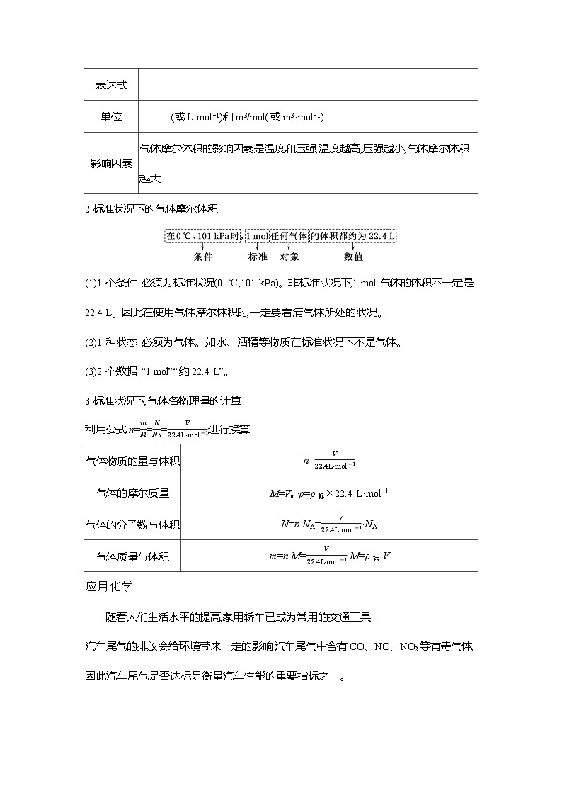 高一化学（人教版）必修一导学案第二章第三节第2课时气体摩尔体积（Word版附解析）第3页