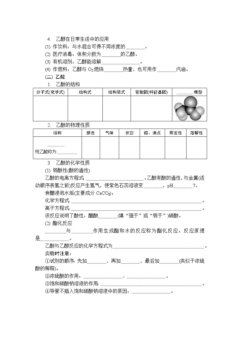 第29讲　乙醇　乙酸  复习讲义 （含答案）江苏省2027届普通高中化学学业水平合格性考试第2页