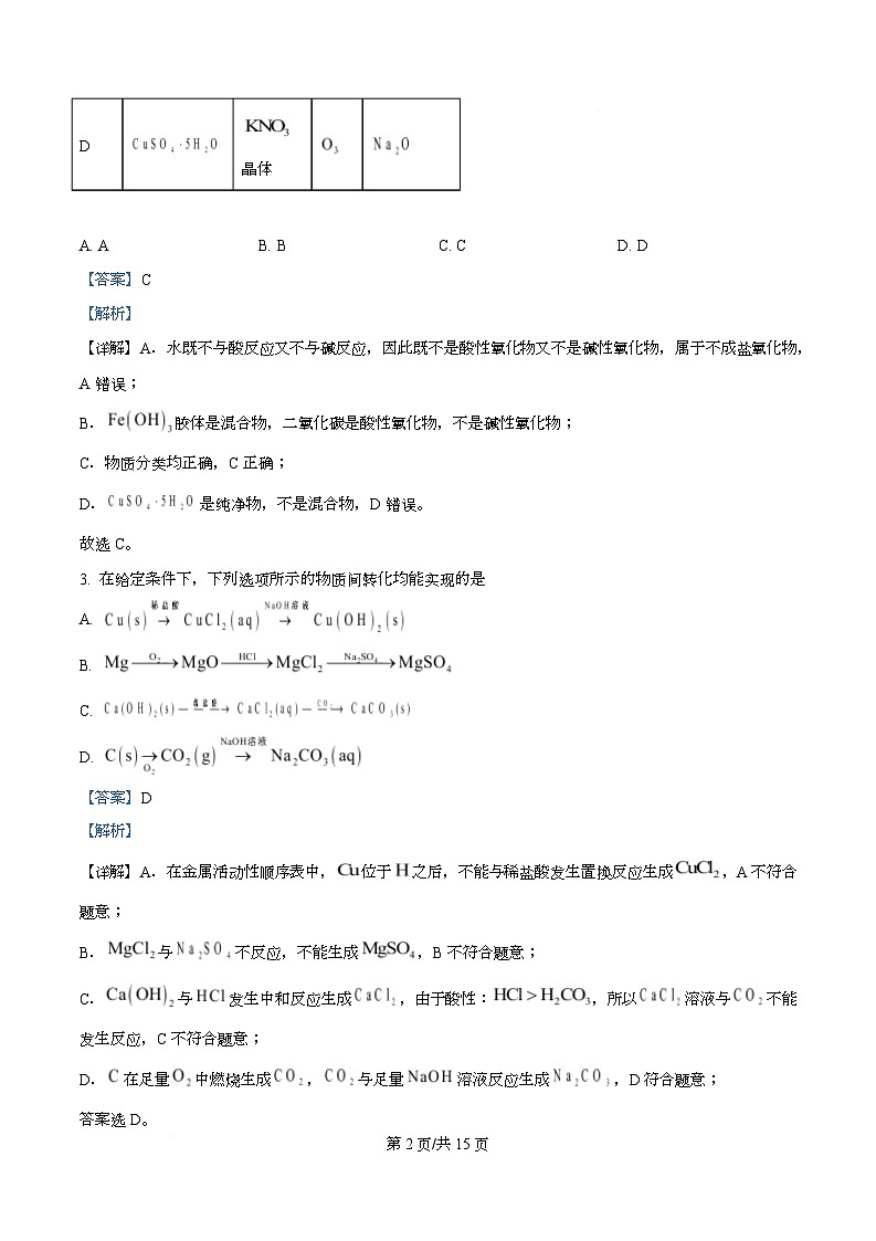 湖北省黄梅县第一中学2025-2026学年高一上学期9月测试化学试题 Word版含解析第2页