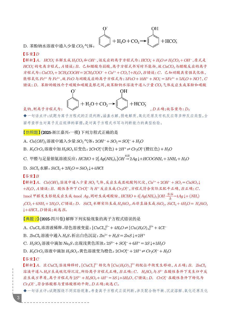 专题  离子反应（解析版）第3页