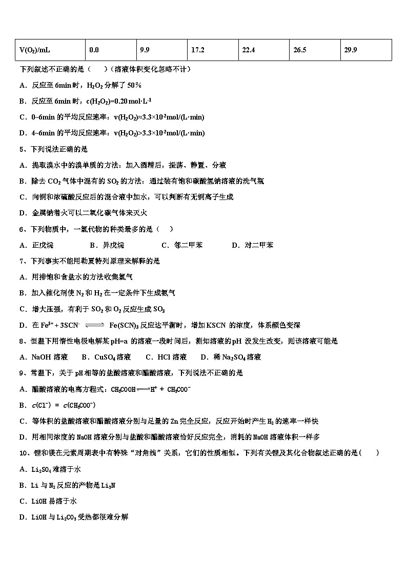 湖南省长沙市南雅中学2025-2026学年高二上学期期中学业质量监测+化学试题+第2页
